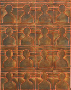 Above The Crowd - Obra de Arte Original de Ricky Hunt Pintura óxido neón terroso sobre lienzo