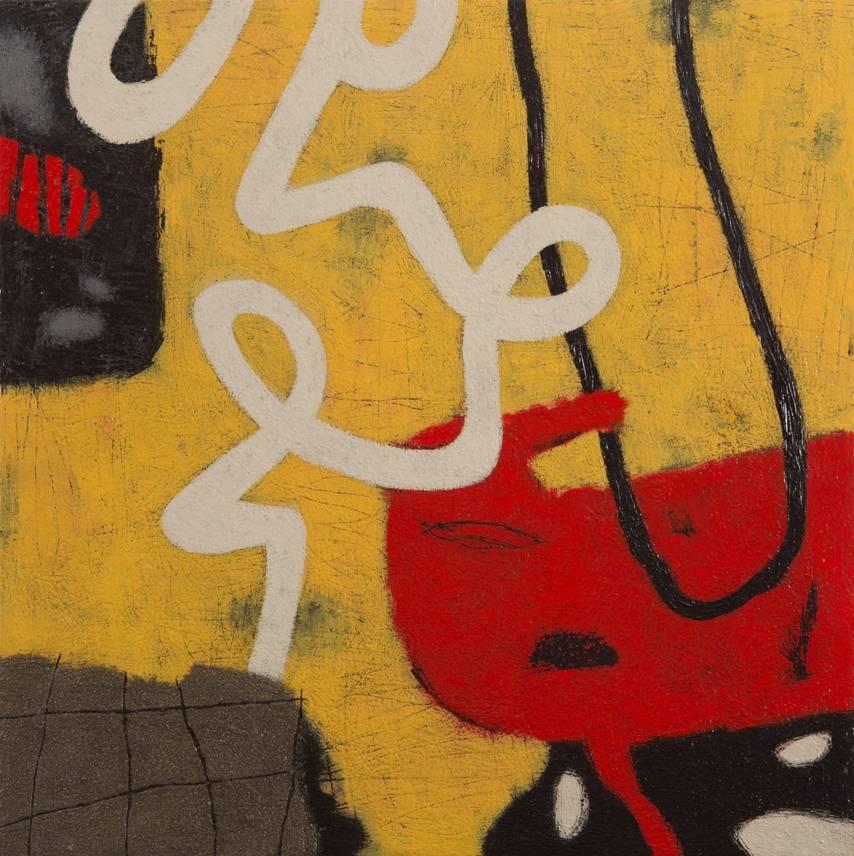 First Signs #2 – Original lebhaftes abstraktes Gemälde aus Acryl auf Leinwand