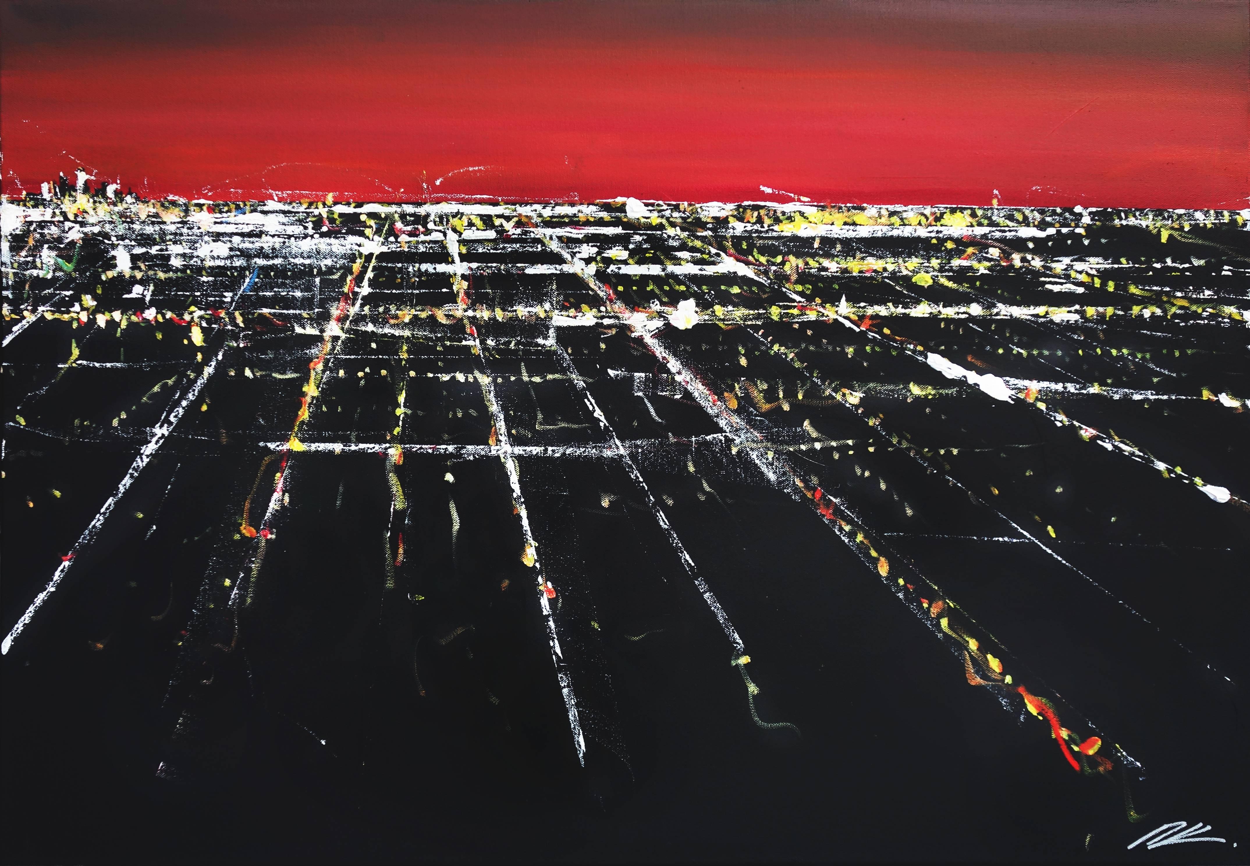 Pete Kasprzak Figurative Painting - Griffith Sunset Aerial