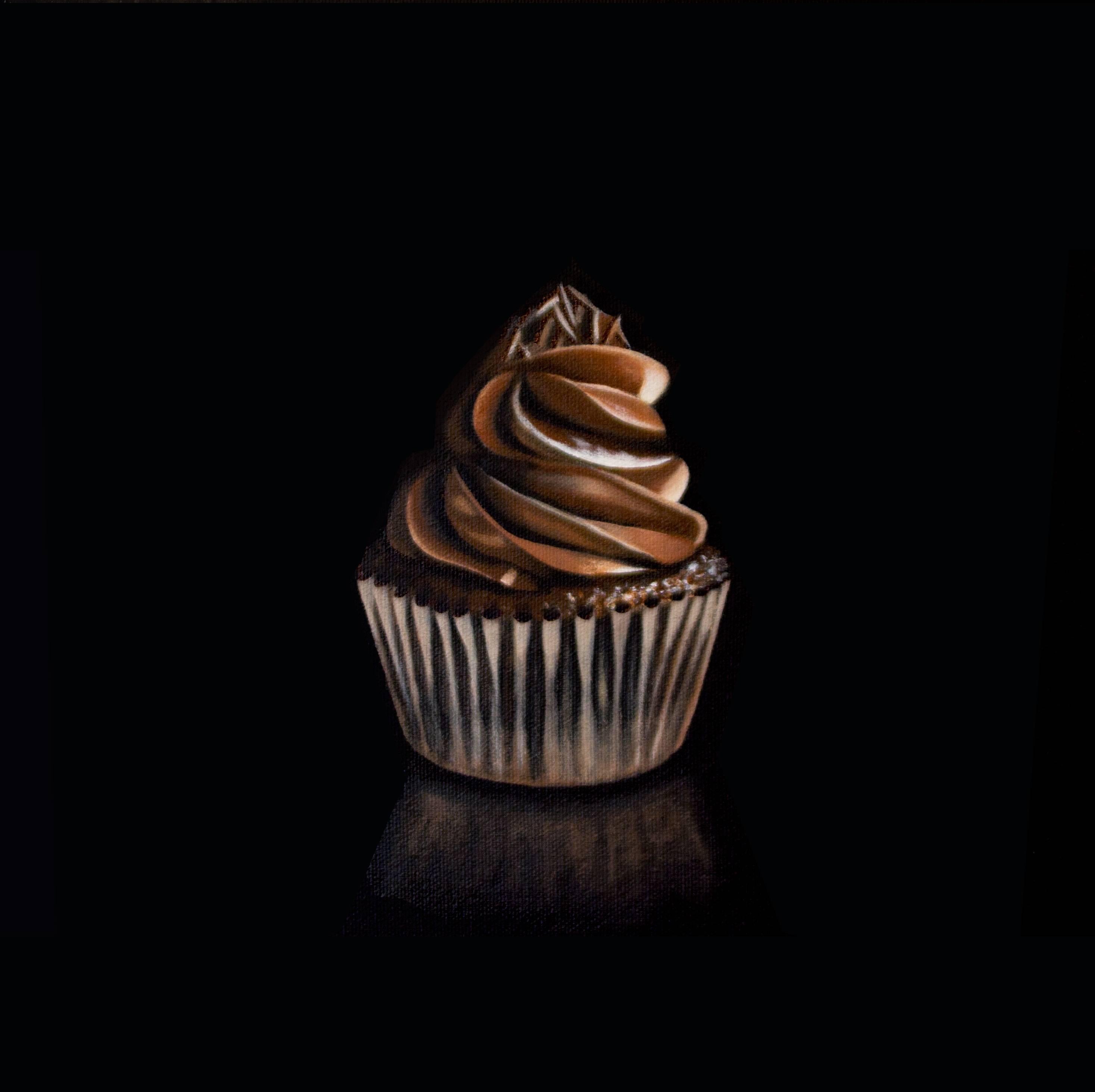 Erin Rothstein Still-Life Painting - Chocolate Cupcake