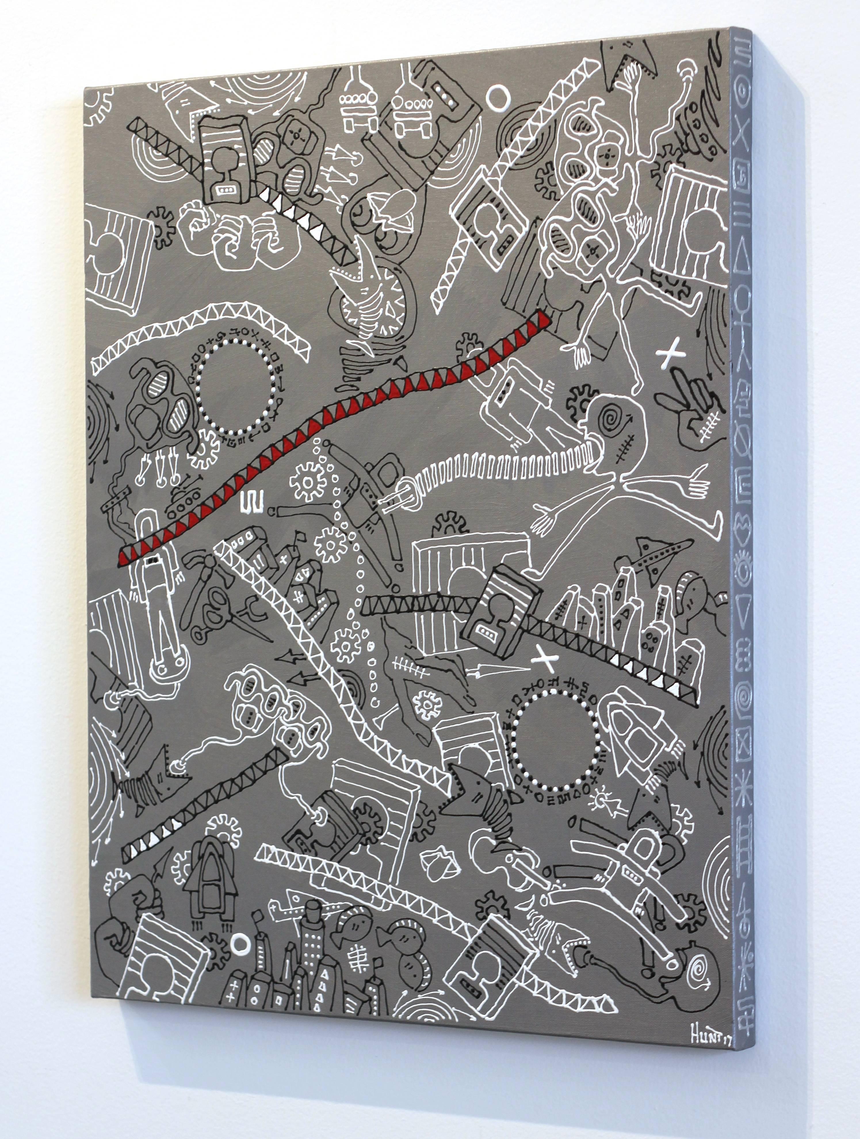 The Silver Rope - Original abstraktes Gemälde auf Leinwand (Zeitgenössisch), Painting, von Ricky Hunt