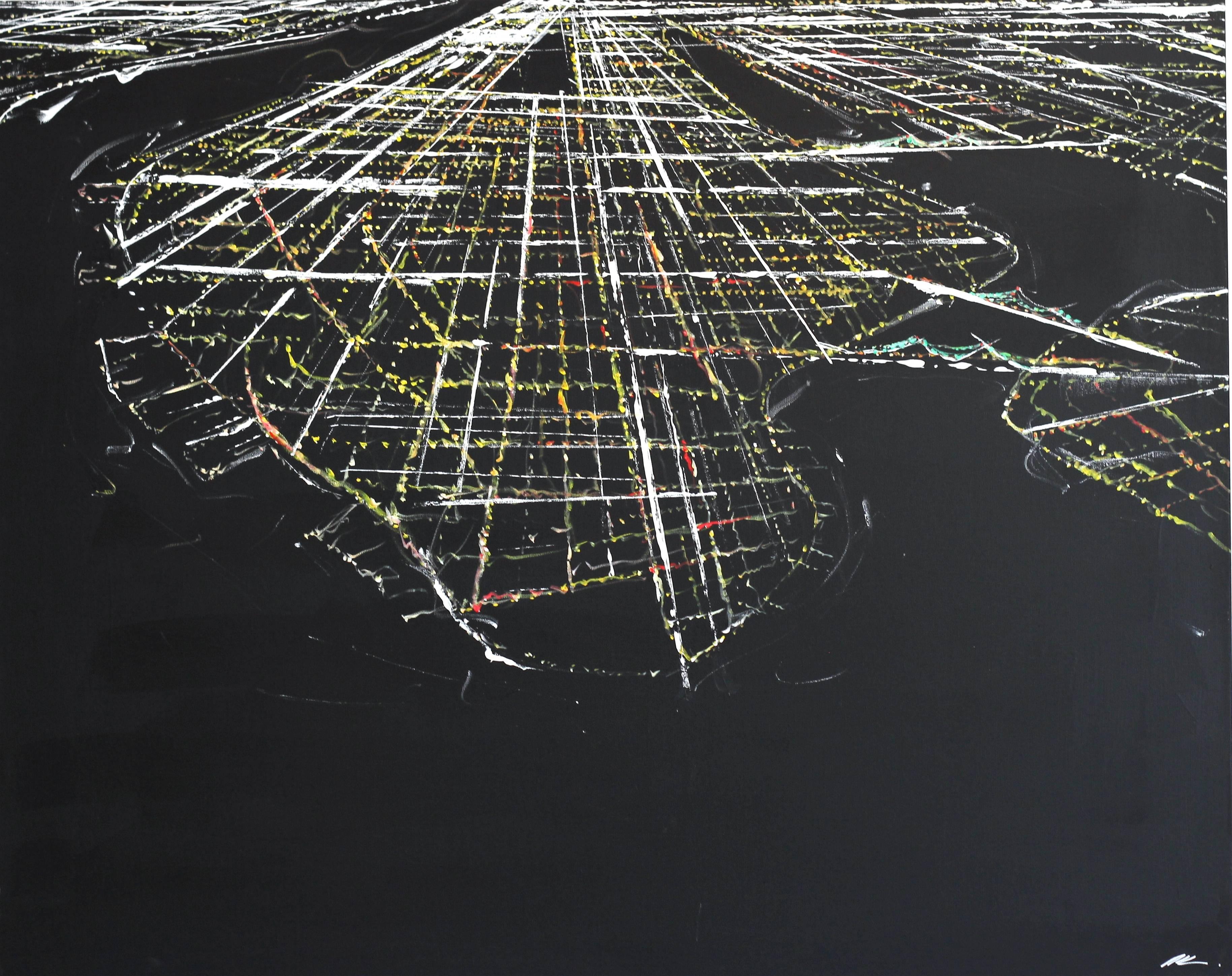 Pete Kasprzak Abstract Painting - Manhattan Aerial