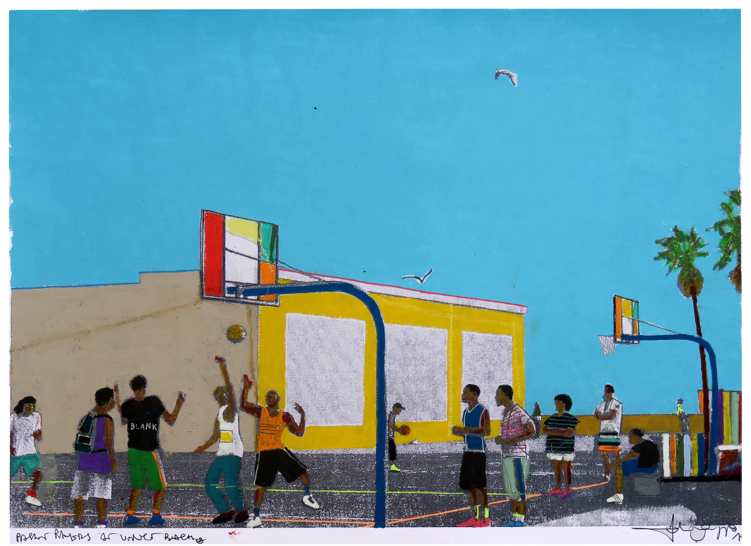 Fabio Coruzzi Landscape Painting - Basket Players at Venice Beach