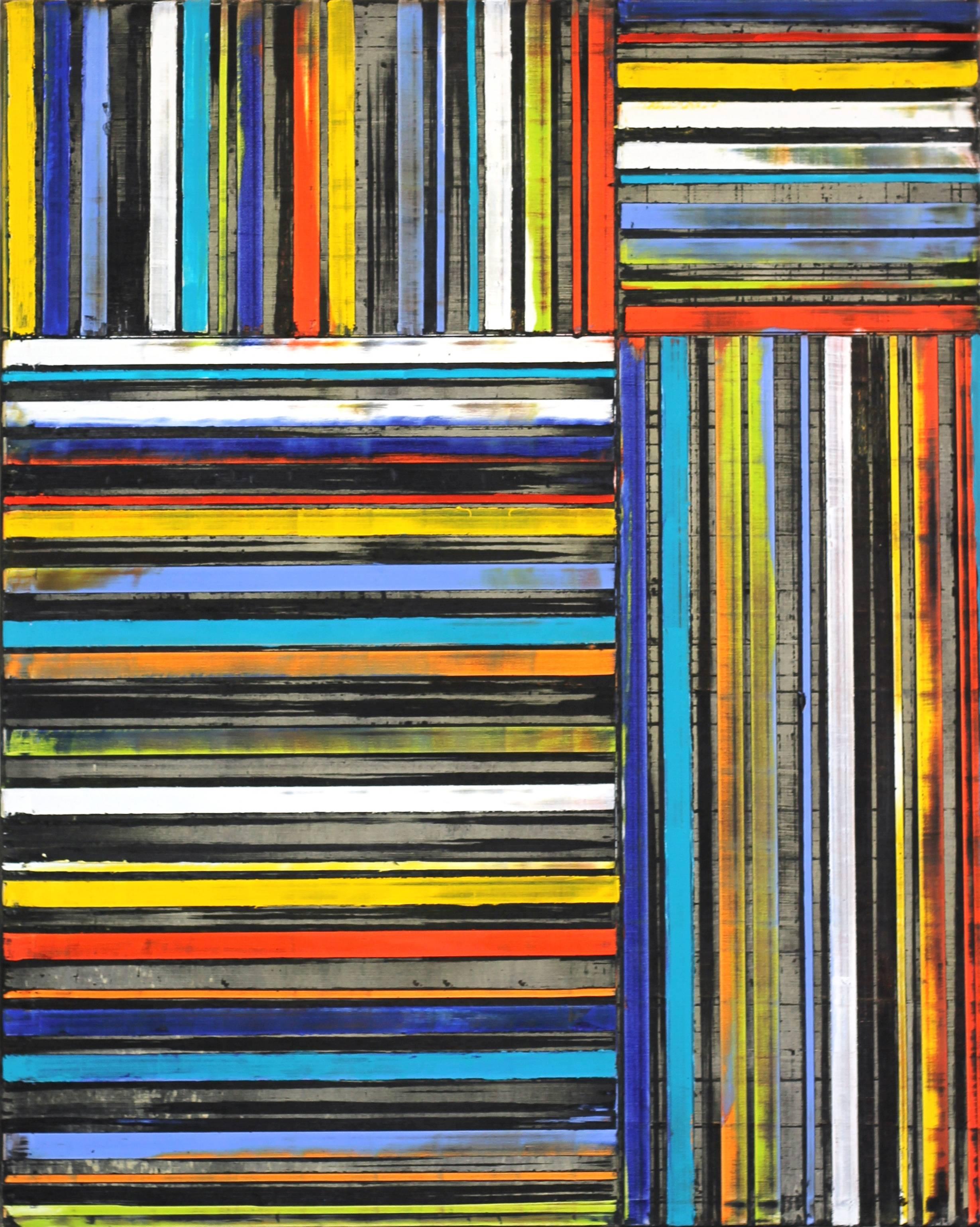 Petra Rös-Nickel Abstract Painting - Rainbow Color Stripes