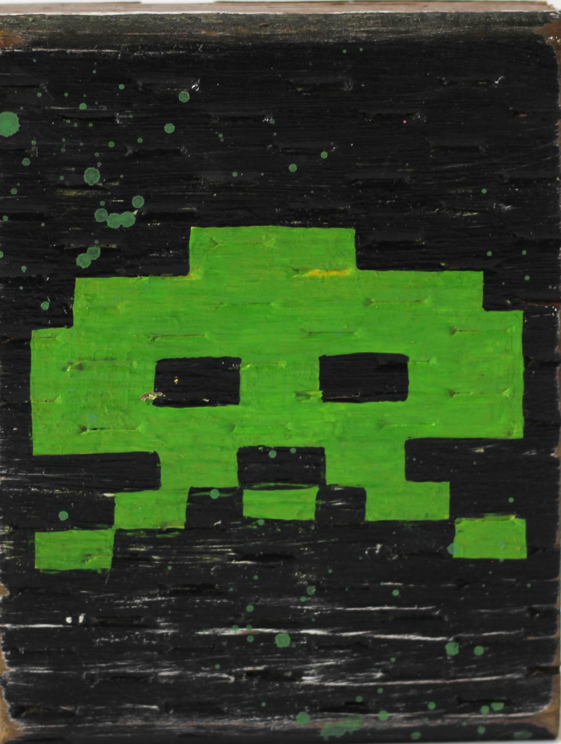 Courtney Raney Figurative Painting - Space Invader Green