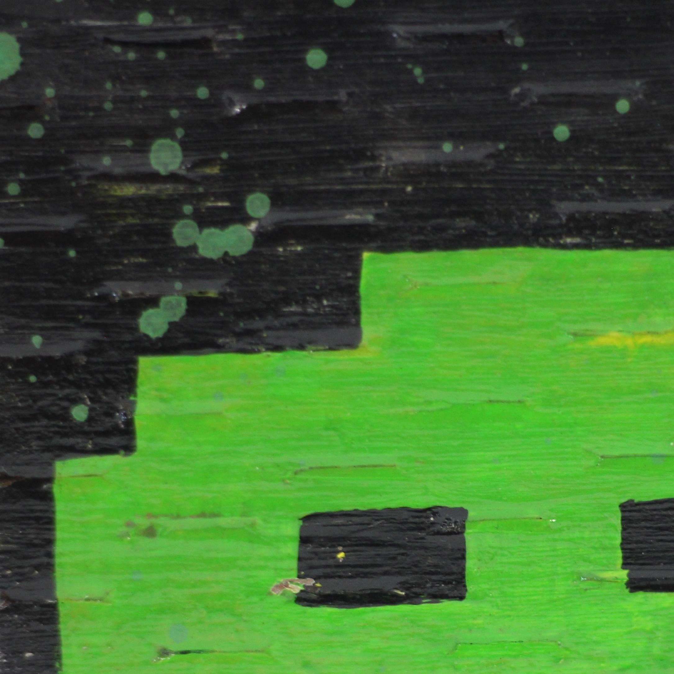 Space Invader Green - Pop Art Painting by Courtney Raney
