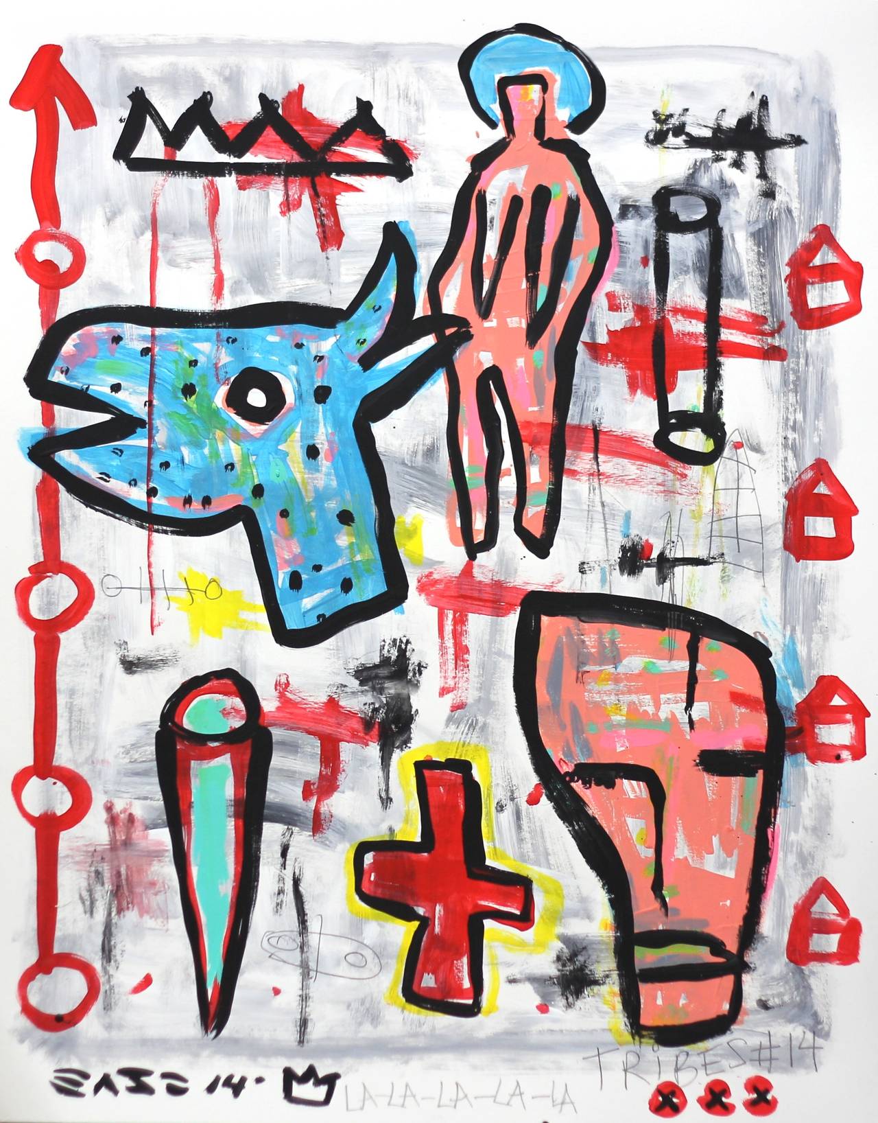 Color Tribes – Original farbenfrohe abstrakte Pop Street Art von Gary John