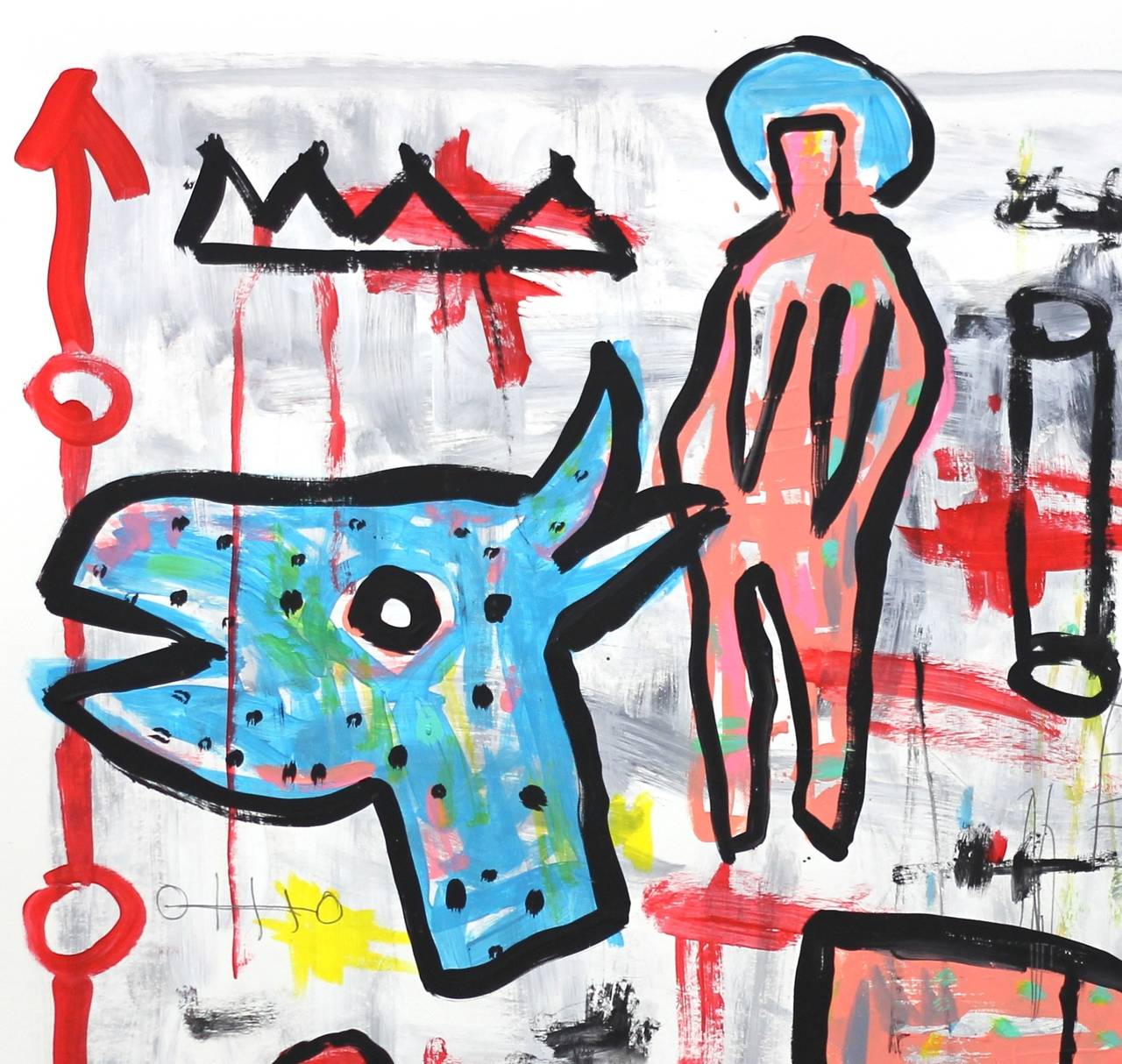 Color Tribes – Original farbenfrohe abstrakte Pop Street Art von Gary John im Angebot 1