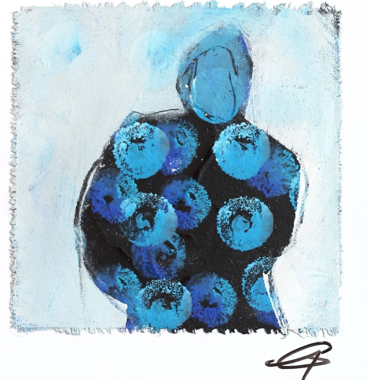 4436 - Blaues figuratives abstraktes, strukturiertes, strukturiertes Originalgemälde auf Leinwand (Abstrakter Expressionismus), Painting, von Edith Konrad