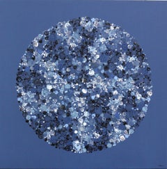 2253 - Abstract Original Blue Minimalist Modern Painting on Canvas