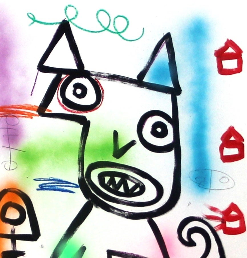 Katsuey – farbenfrohes, original, von einer Katze inspiriertes Pop-Kunstwerk von Gary John im Angebot 3