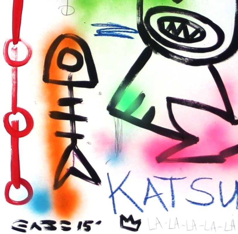 Katsuey – farbenfrohes, original, von einer Katze inspiriertes Pop-Kunstwerk von Gary John im Angebot 2