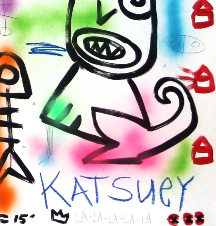 Katsuey – farbenfrohes, original, von einer Katze inspiriertes Pop-Kunstwerk von Gary John im Angebot 4