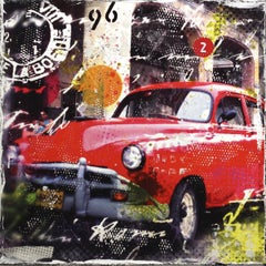 96 Curvas - Pintura sobre lienzo original retro vintage de coleccionista de coches americanos