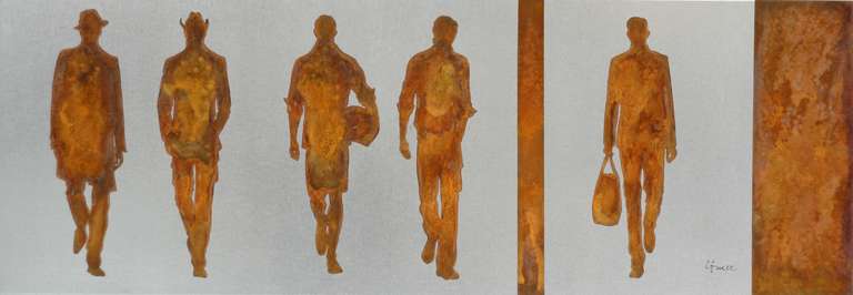 Gerhard Völkle Figurative Painting - Walking to Downtown