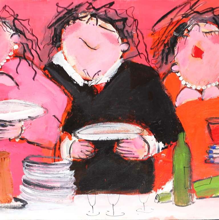 The Party - Contemporary Painting by Gerdine Duijsens