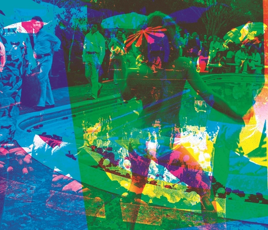 Double Take Blue Green – gerahmte lebhafte Pop-Fotografie-Kunst in Beverly Hills – Photograph von Marco Pittori