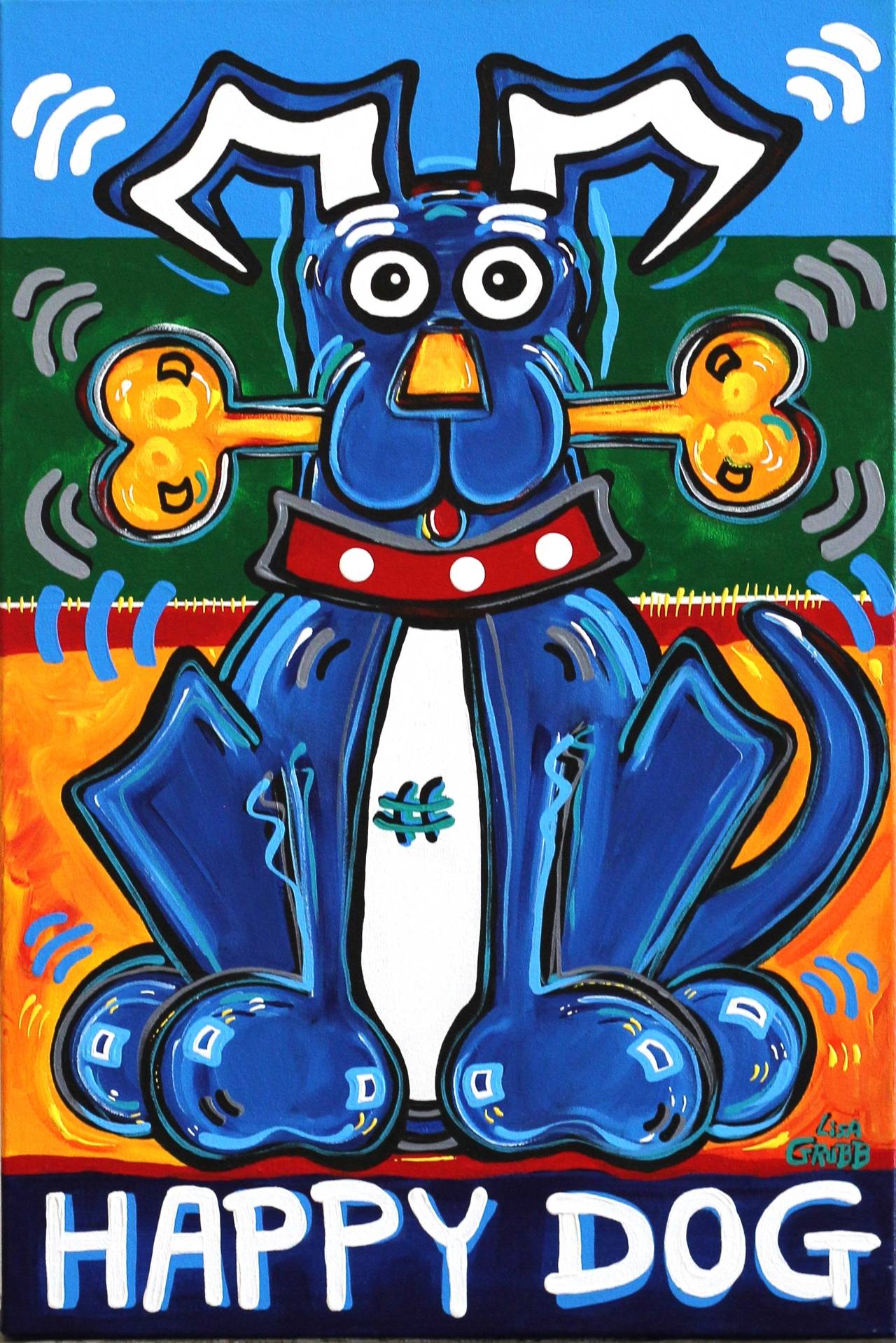 Lisa Grubb Animal Painting - Happy Dog