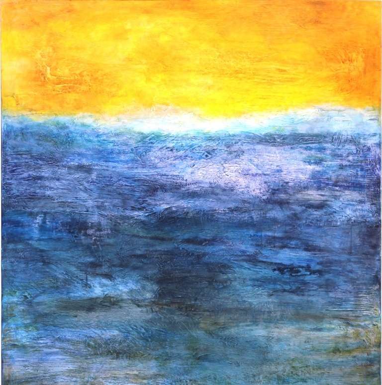 Clara Berta is a passionate, award-winning mixed-media artist of Hungarian heritage. Inspired by her love of nature, her highly textural abstract works often evoke the deep blues of the ocean, or the golden glow of a Tuscan sunset.
Berta’s