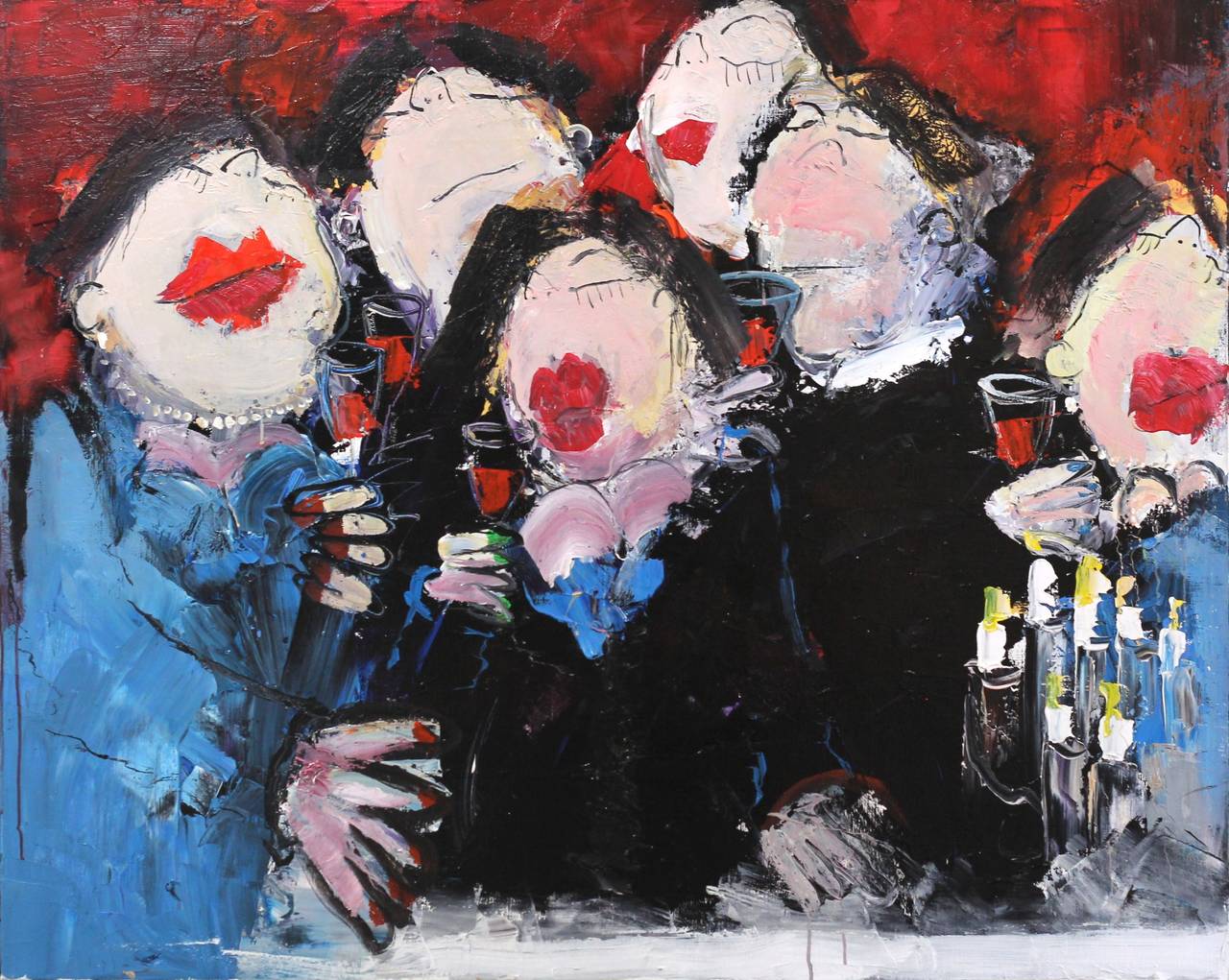 Gerdine Duijsens Figurative Painting - Happy Drinking