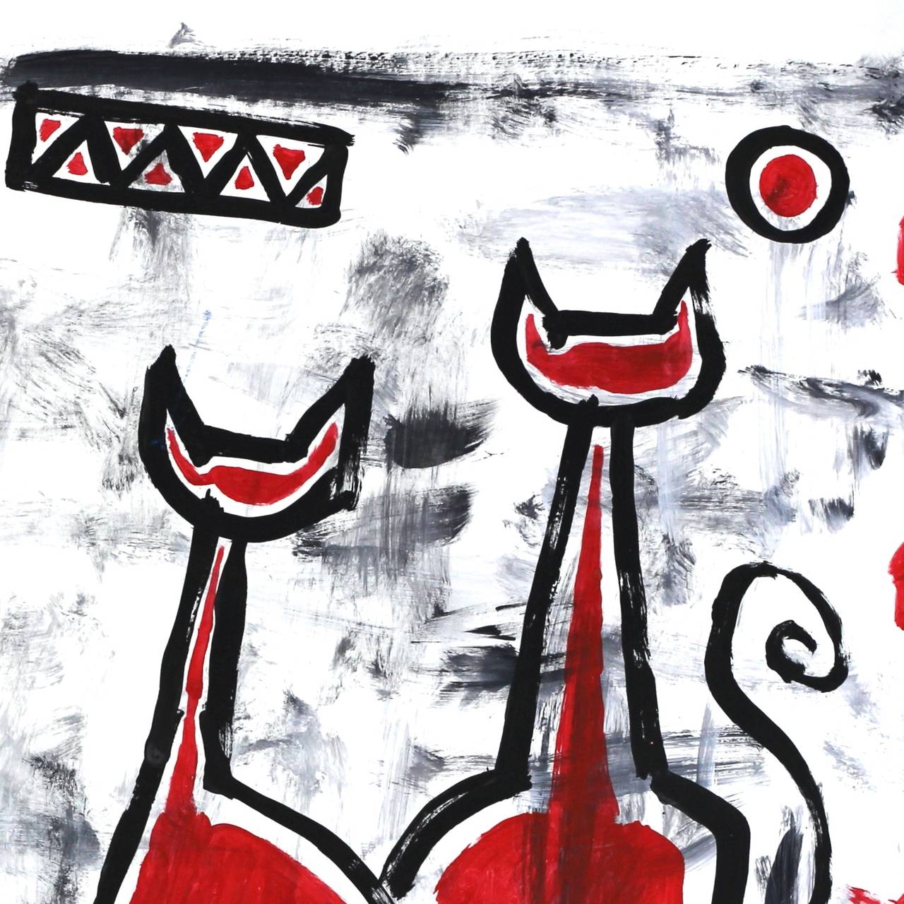 Best Friends – Drei rote Katzen, figurative abstrakte Kunst des Straßenkünstlers Gary John im Angebot 2