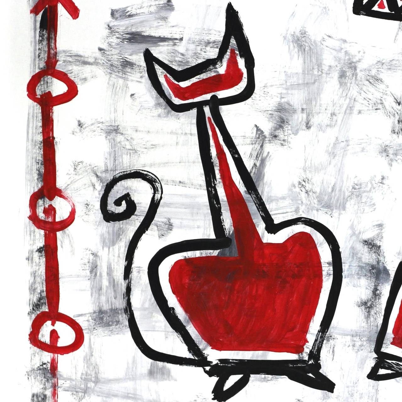 Best Friends – Drei rote Katzen, figurative abstrakte Kunst des Straßenkünstlers Gary John im Angebot 3