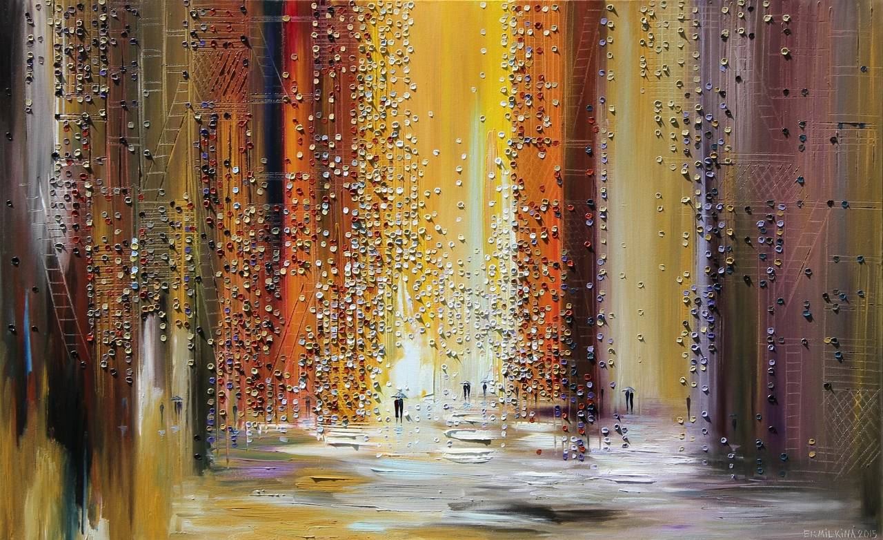 Ekaterina Ermilkina Abstract Painting - Rainy Sunset