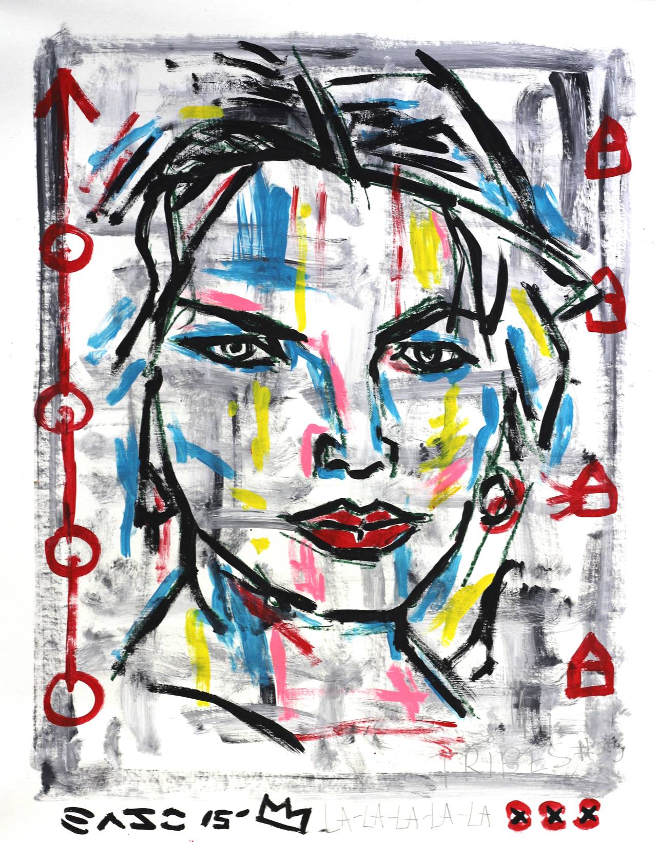 Portrait original coloré « Facing Gravity » de Gary John Street Art, en vente