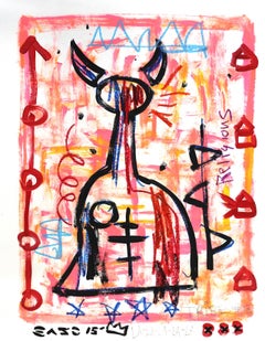 Religious King - Original Colorful Red Orange Pink Gary John Street Art Painting