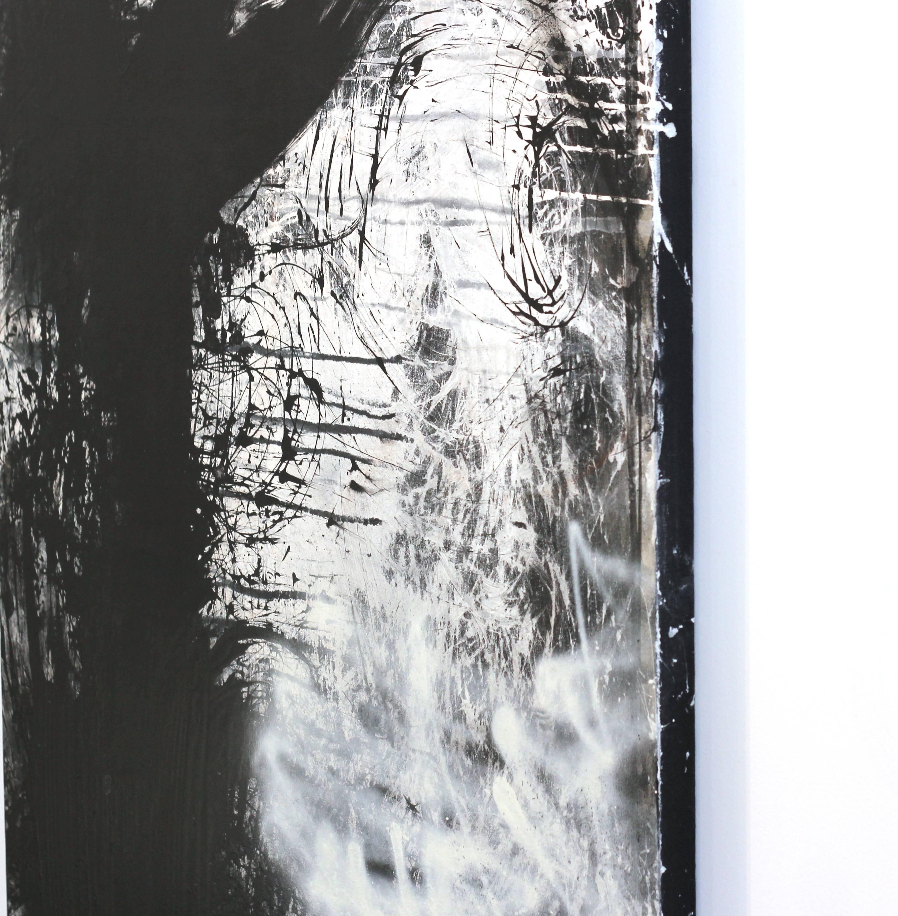 From the Ashes - Black Abstract Painting by Laura Letchinger