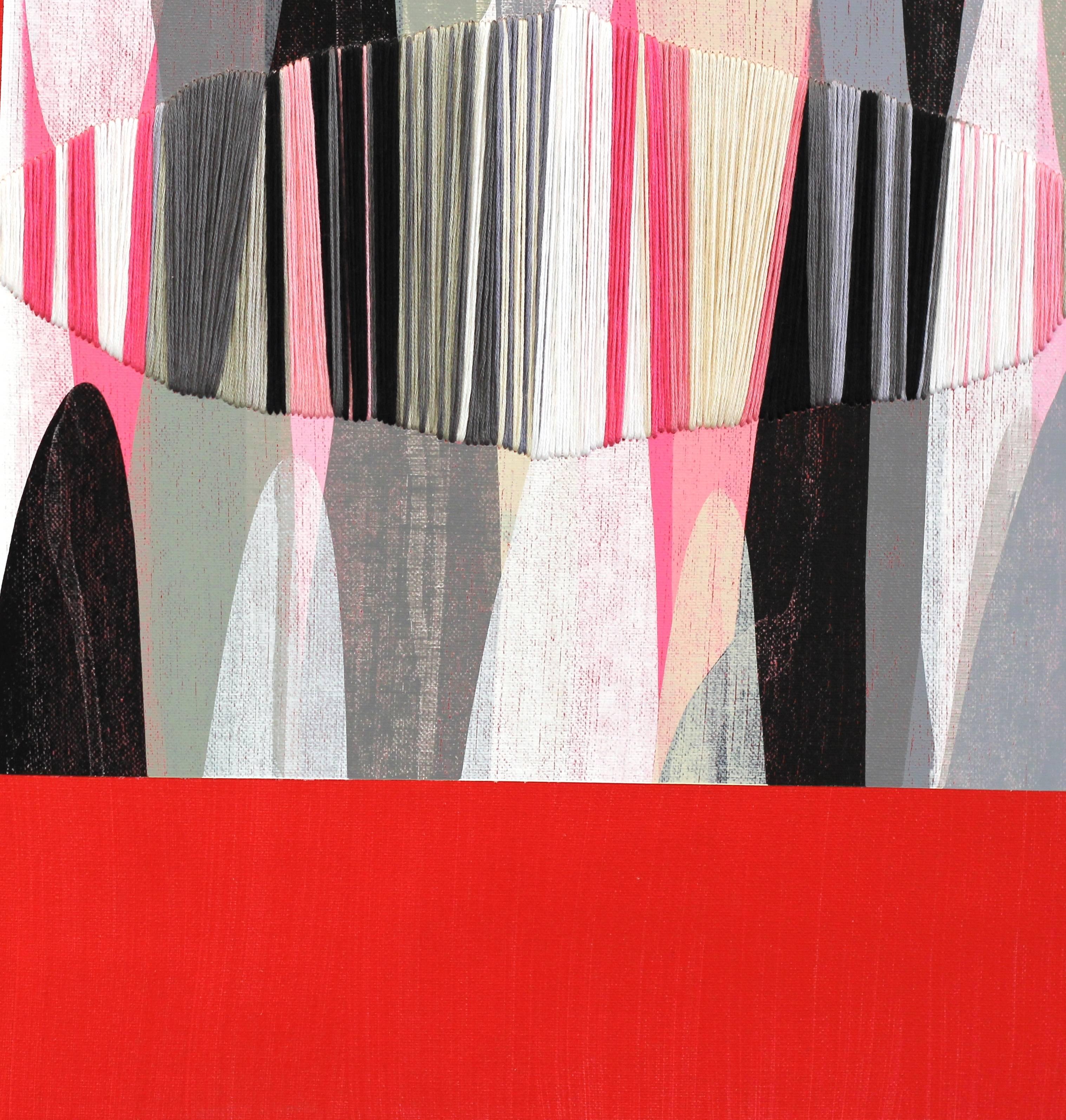 Poemes XXXVII - Red White and Black Original Mixed Media Artwork on Canvas For Sale 2