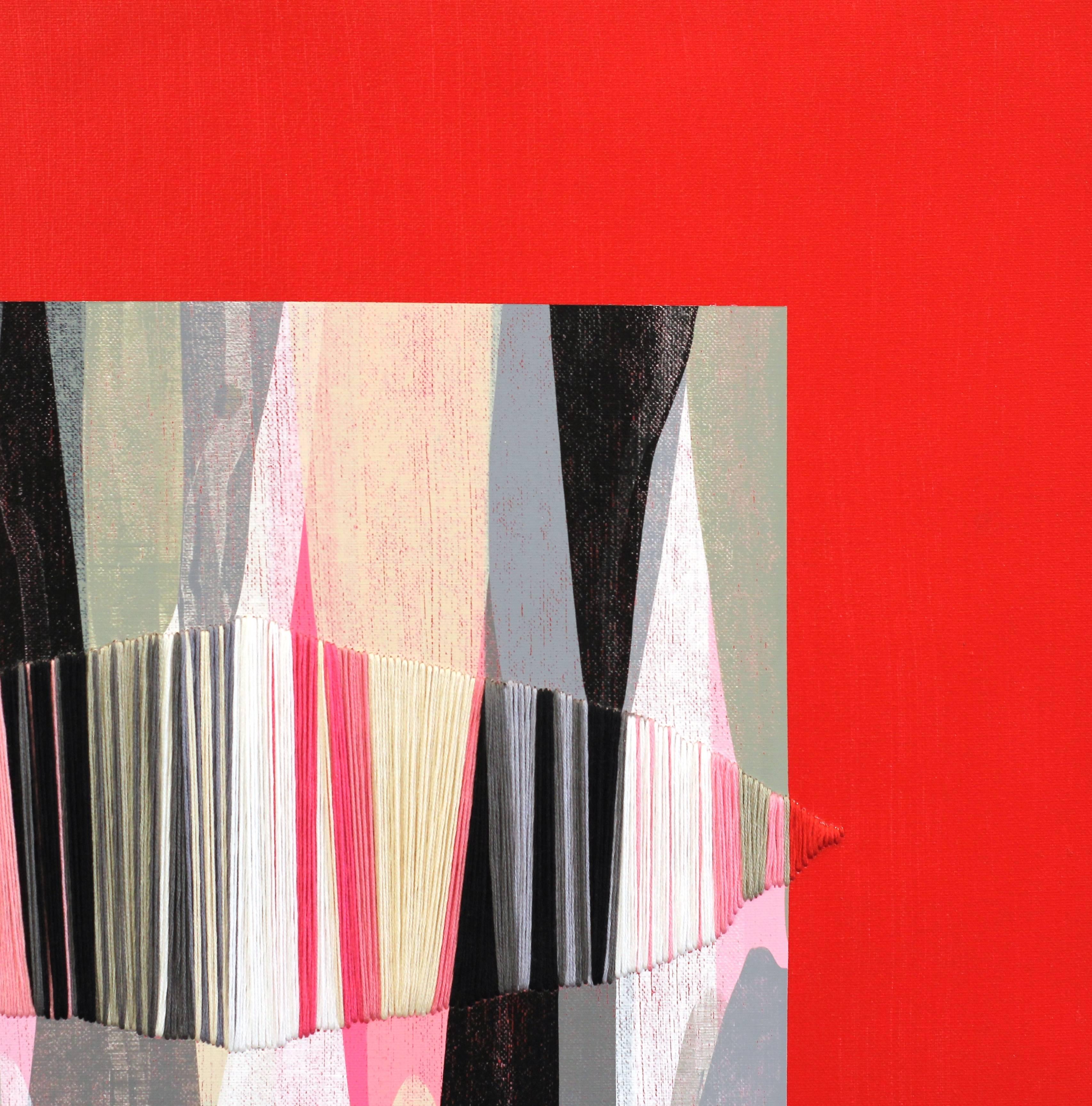 Gedichte XXXVII – Rot-Weiß- und Schwarzes Original-Kunstwerk in Mischtechnik auf Leinwand (Abstrakt), Painting, von Raul de la Torre