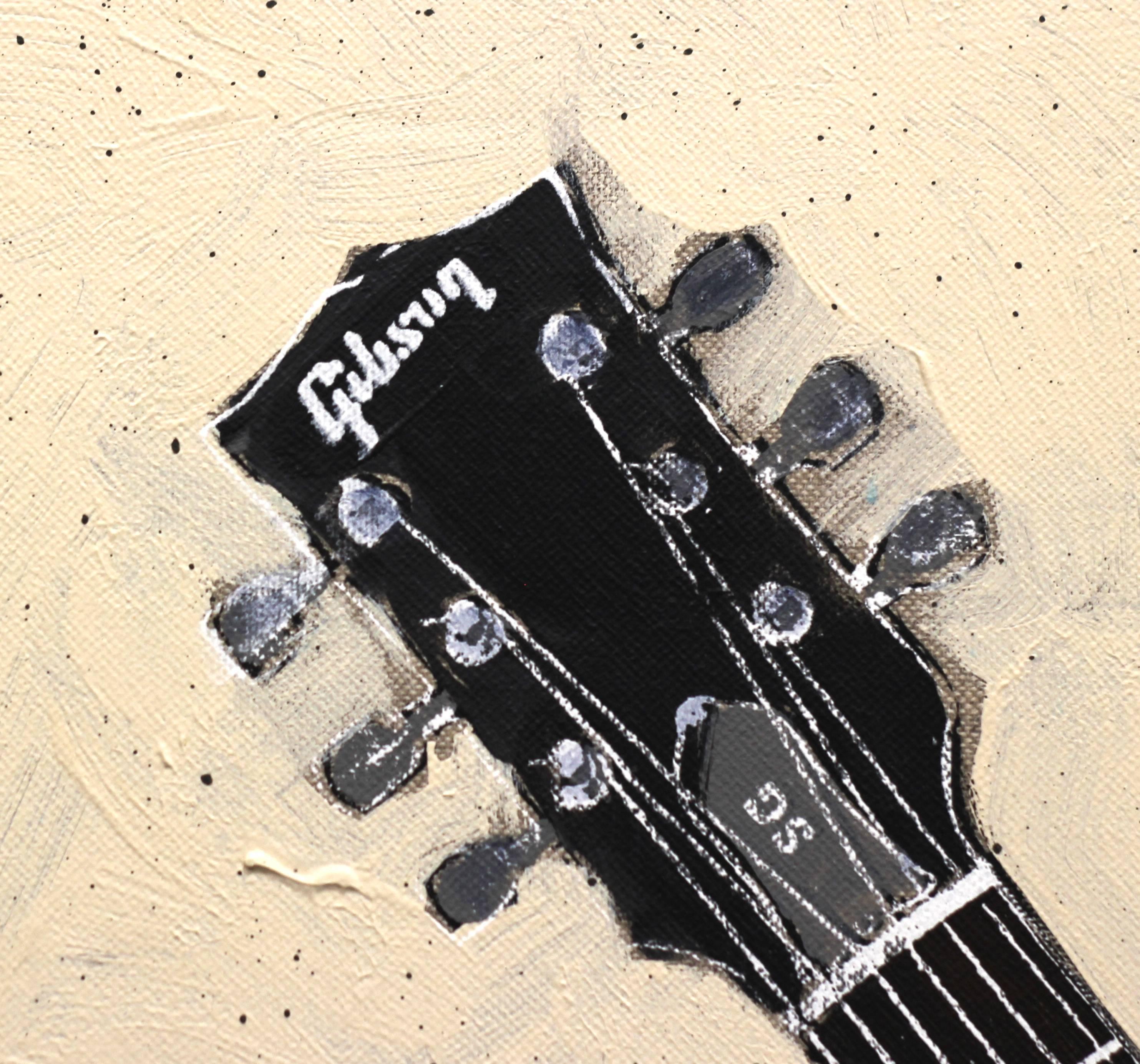 Double Trouble - Deux guitares rouges - Peinture d'instrument de musique originale sur toile en vente 1