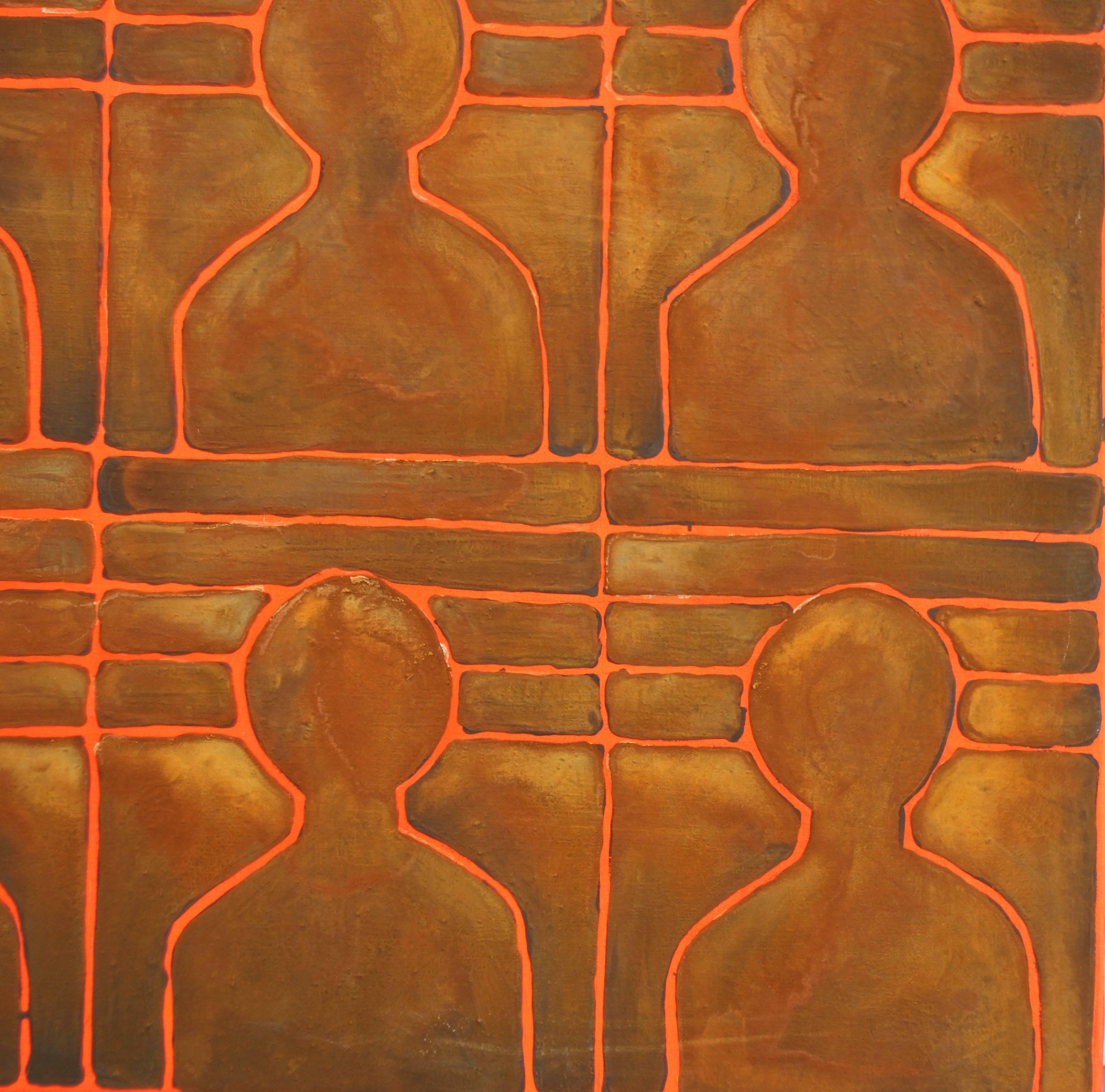 Above The Crowd - Obra de Arte Original de Ricky Hunt Pintura óxido neón terroso sobre lienzo en venta 2