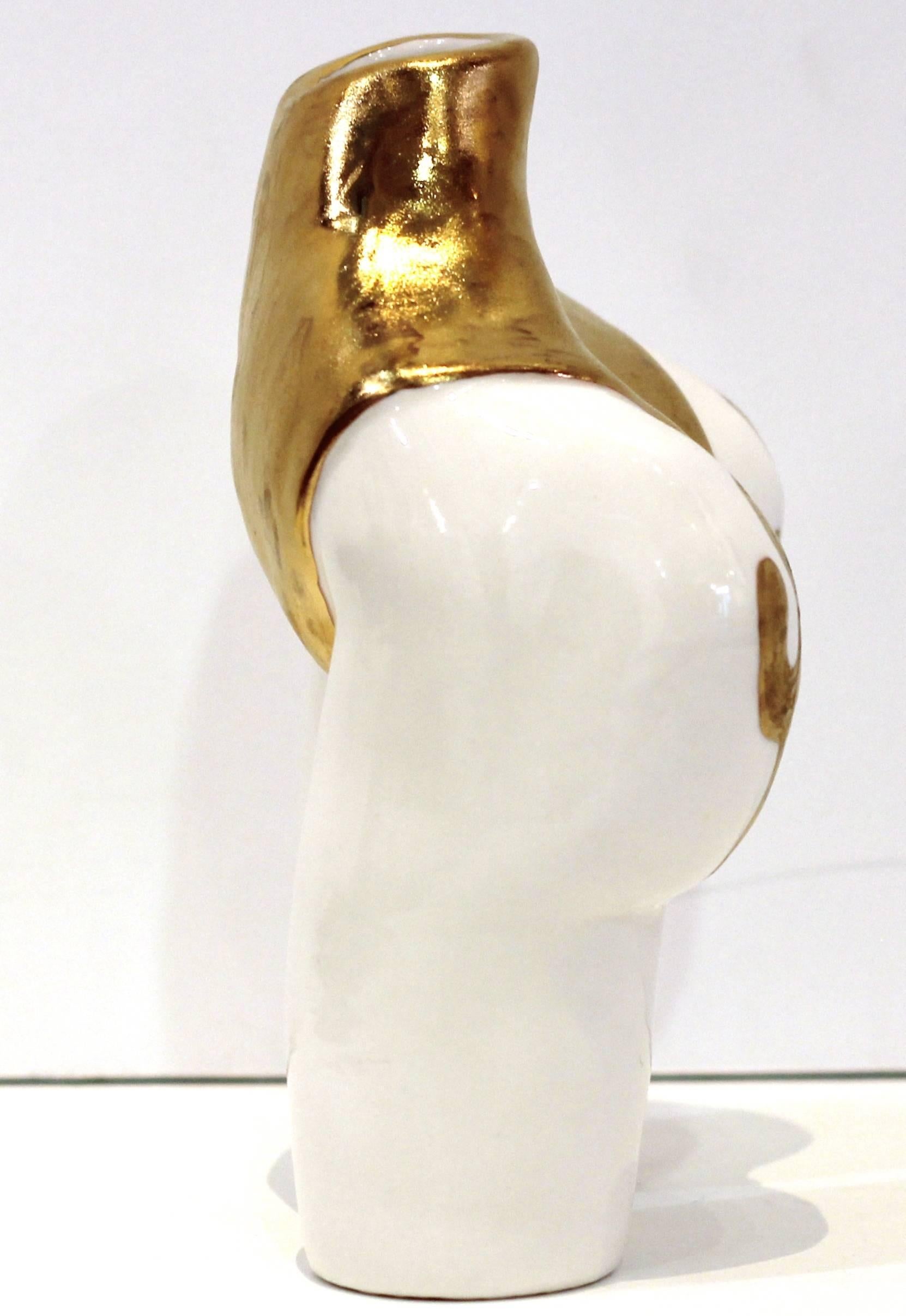 Cactass - Gold Abstract Sculpture by Meegan Barnes