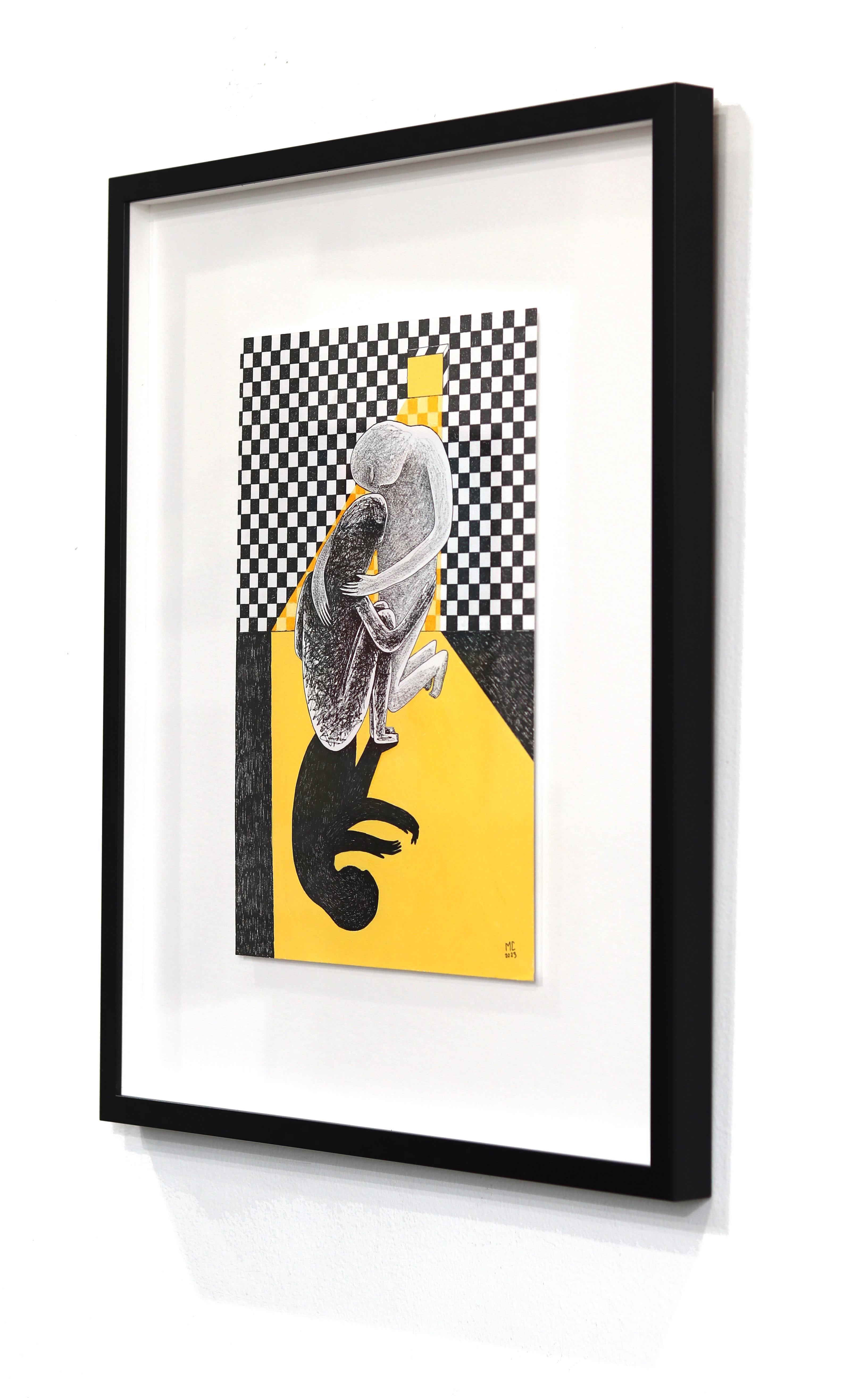 Encontrado - Obra de Arte Figurativa Original Abstracta Amarilla y Negra sobre Papel - Figurative Painting Negro de Melissa Chalhoub