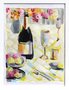 Un jour de givre -  Nature morte vibrante sur papier