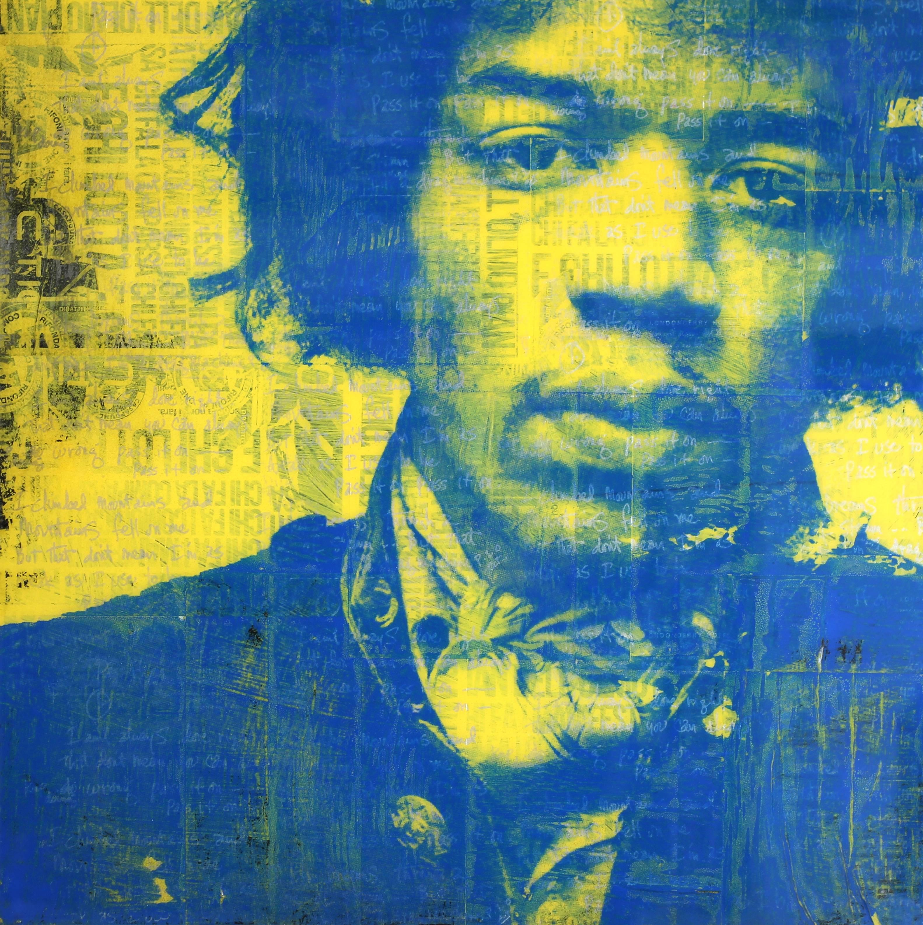 Jimi was a Rockstar Yellow - Street Art Painting by Ashleigh Sumner
