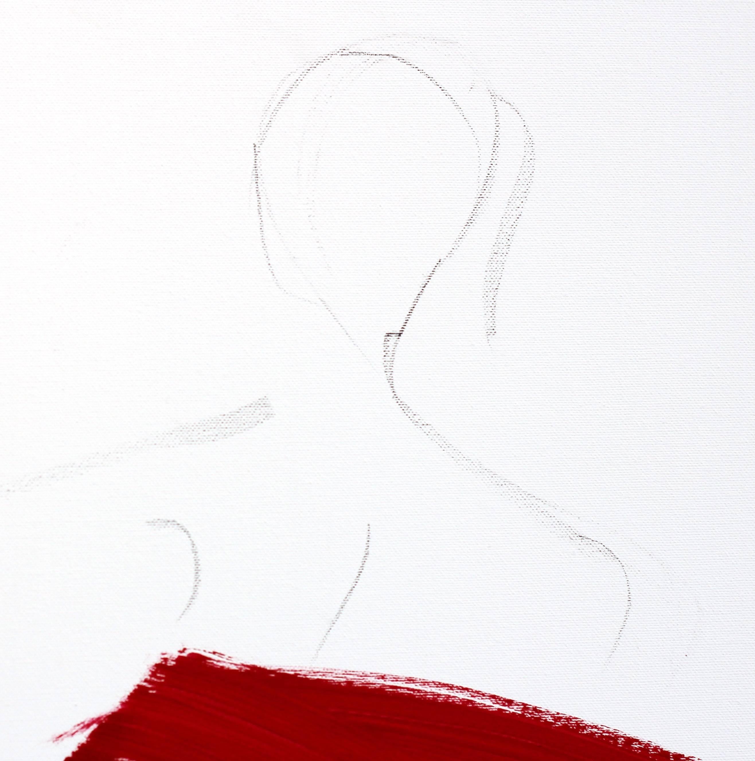 The Red Dress 1 – Ölgemälde auf Leinwand, gerahmt (Abstrakt), Painting, von Bettina Mauel