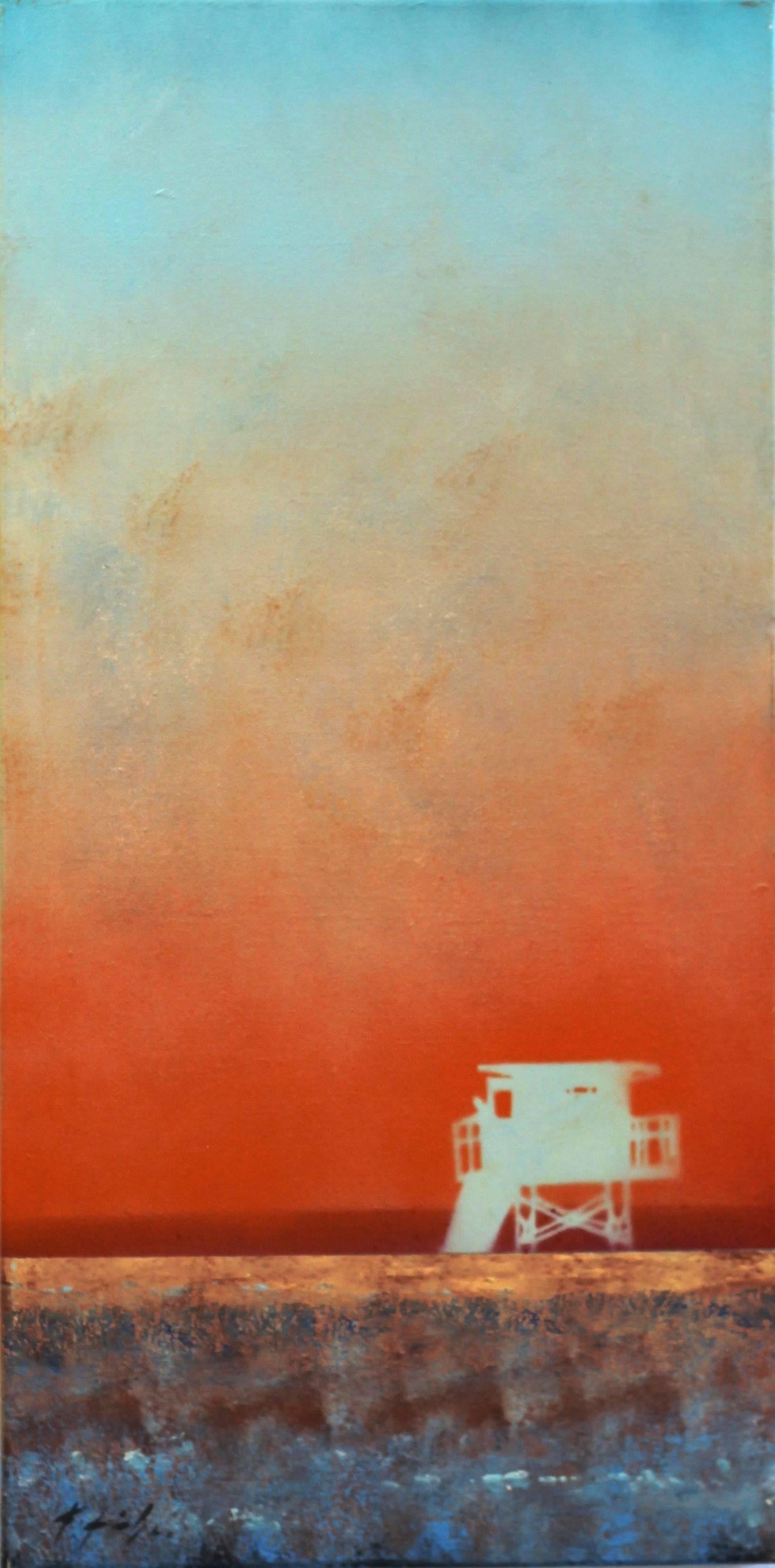 Kathleen Keifer Abstract Painting - Sunset Flash Tower
