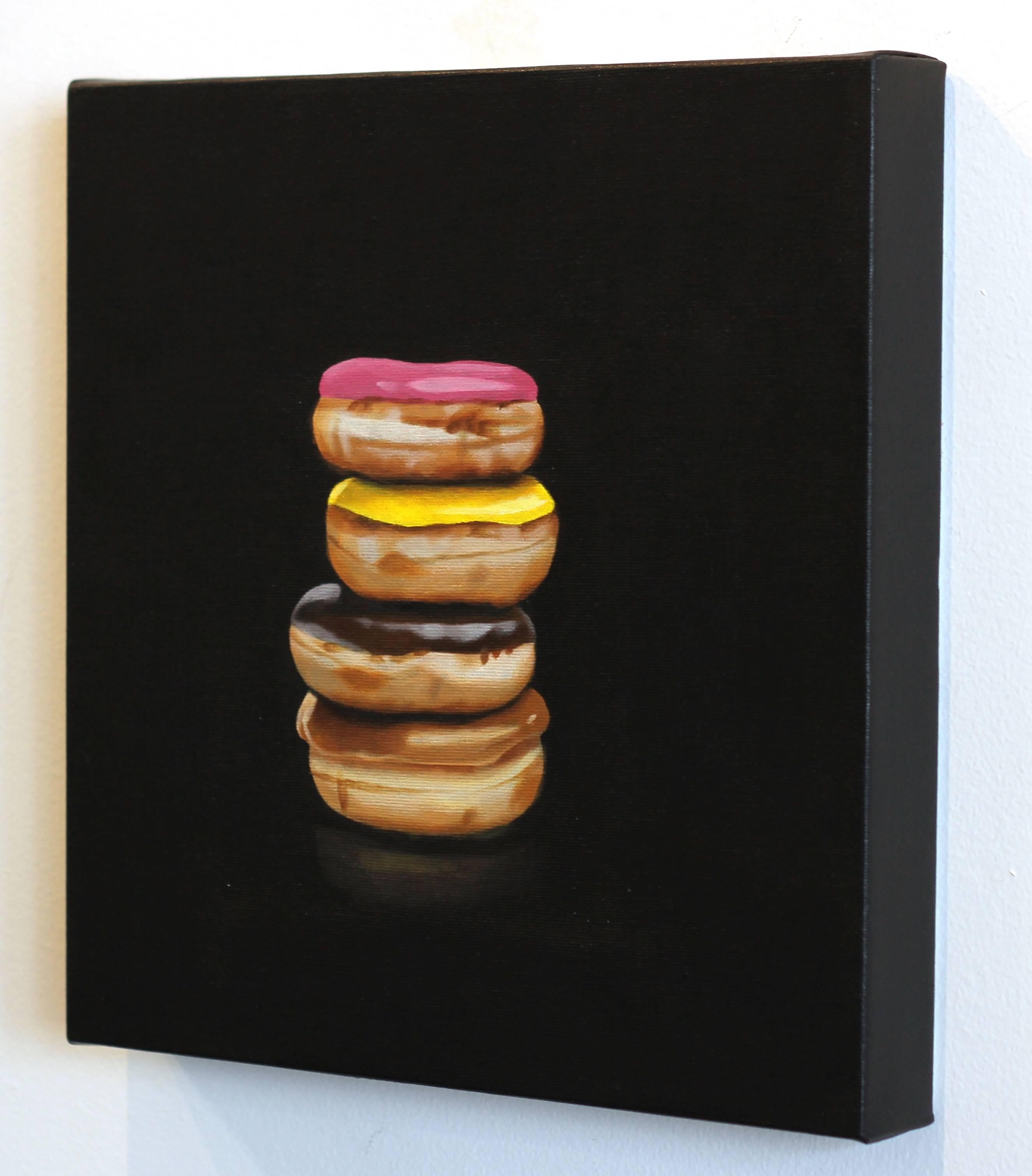 Donuts - Black Still-Life Painting by Erin Rothstein