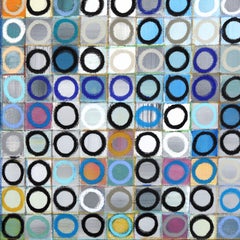 576 Circles V.I.I - Peinture géométrique abstraite contemporaine originale aux tons bleus