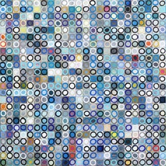 576 Circles V.I.I - Peinture géométrique abstraite contemporaine originale aux tons bleus