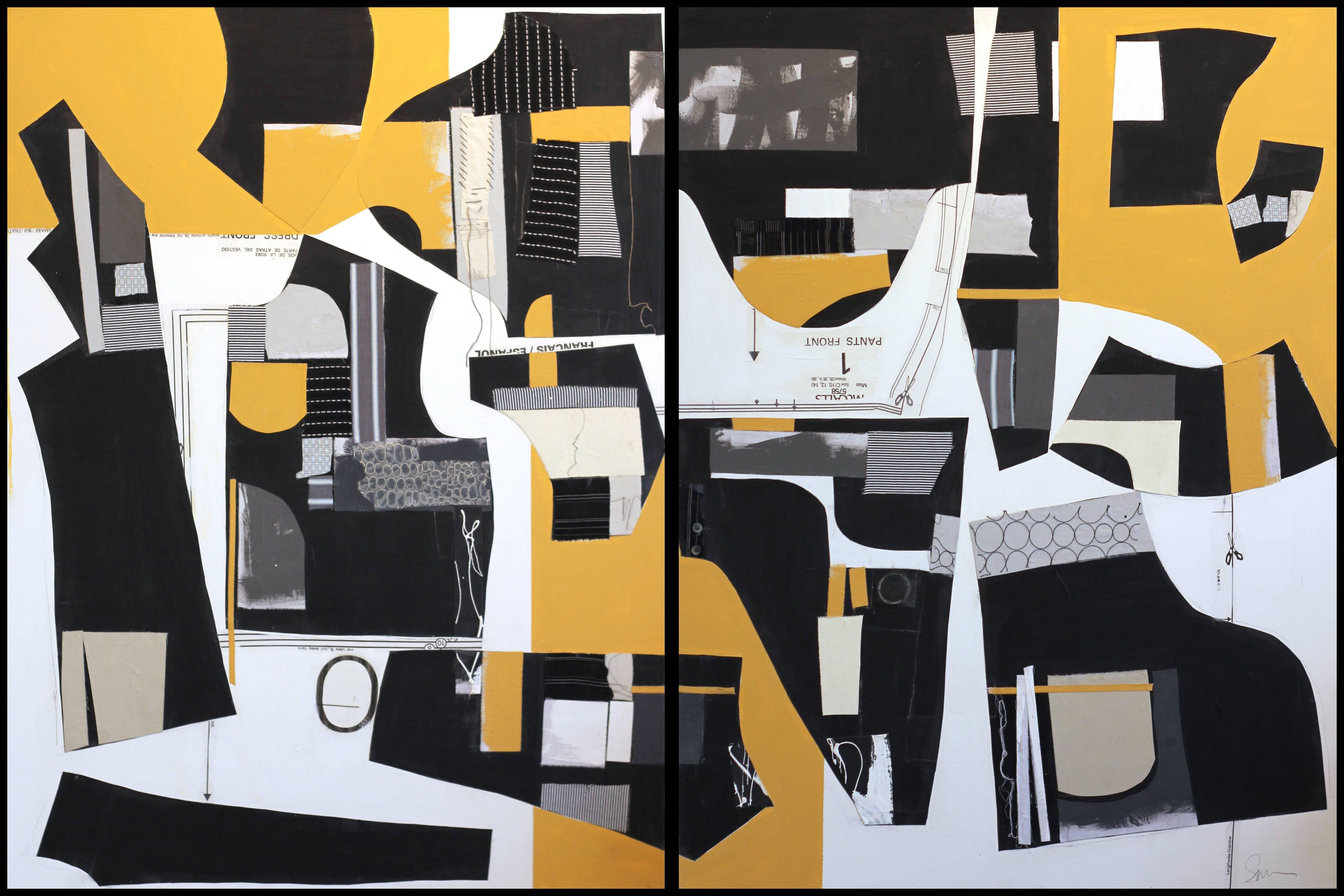 Deconstructed No.10 (Diptych) - Mixed Media Art by Susan Washington