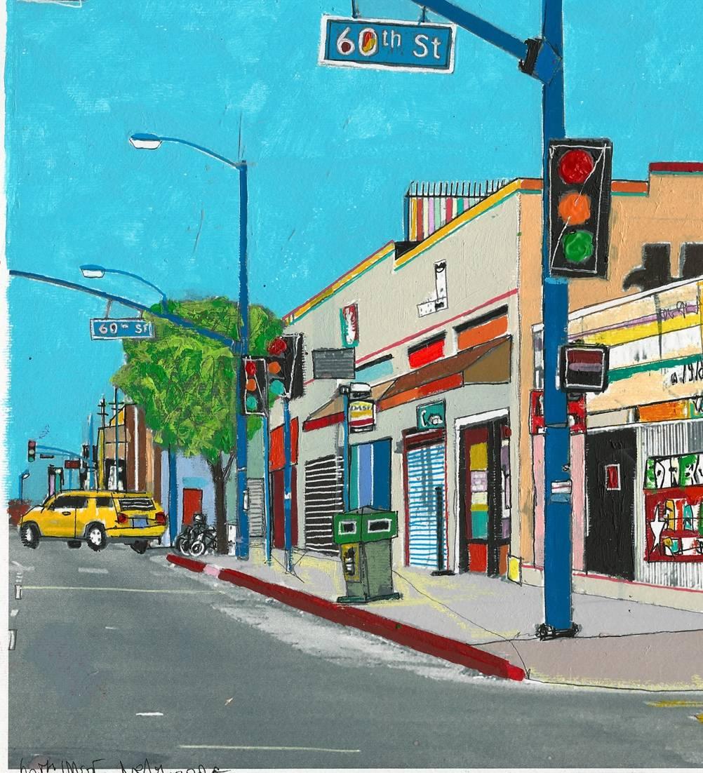 60th and Vermont - Blue Landscape Painting by Fabio Coruzzi