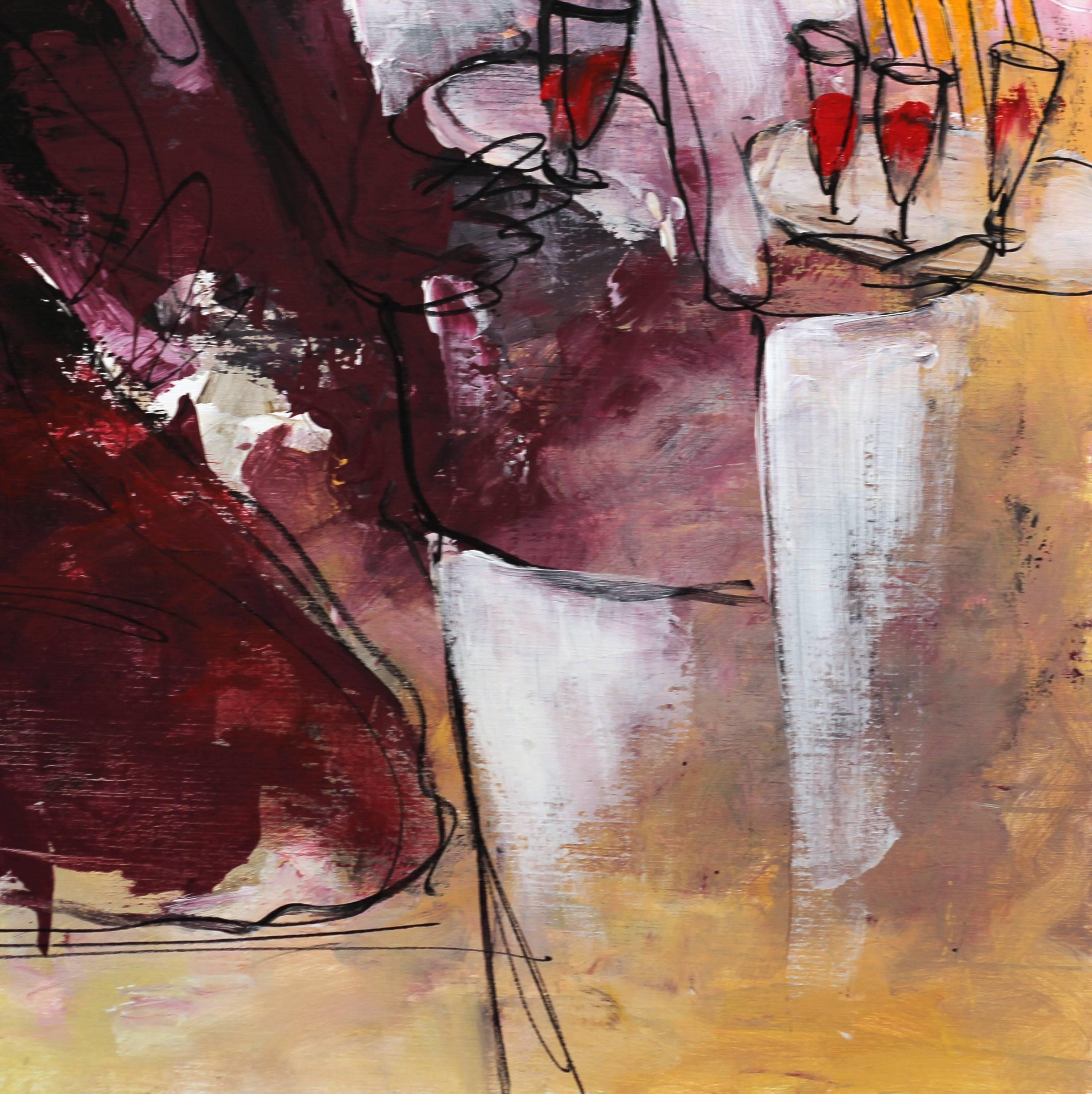 Cabernet - Large Original Abstract Figurative Painting  For Sale 2