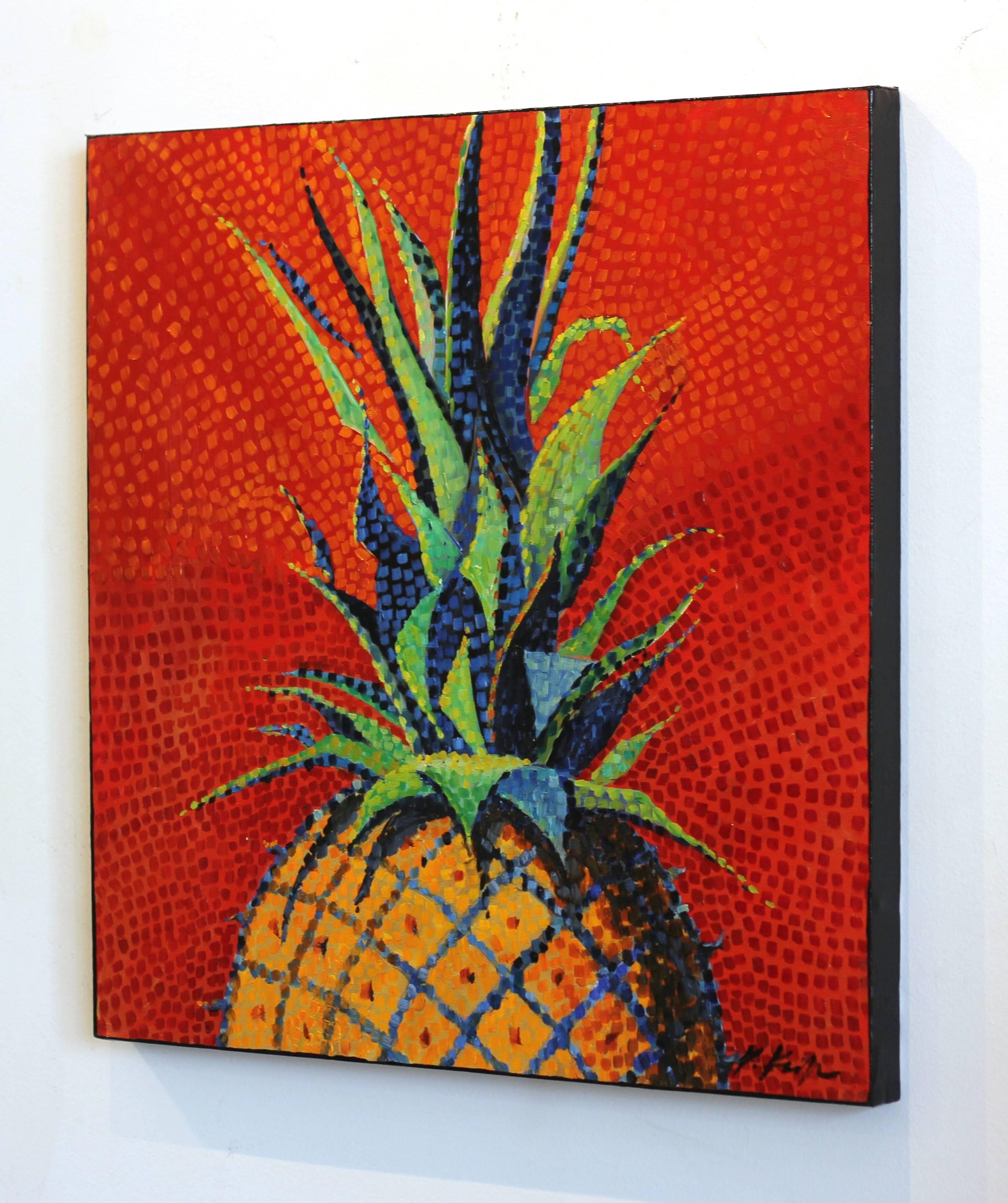 Pineapple - Red Still-Life Painting by Kathleen Keifer