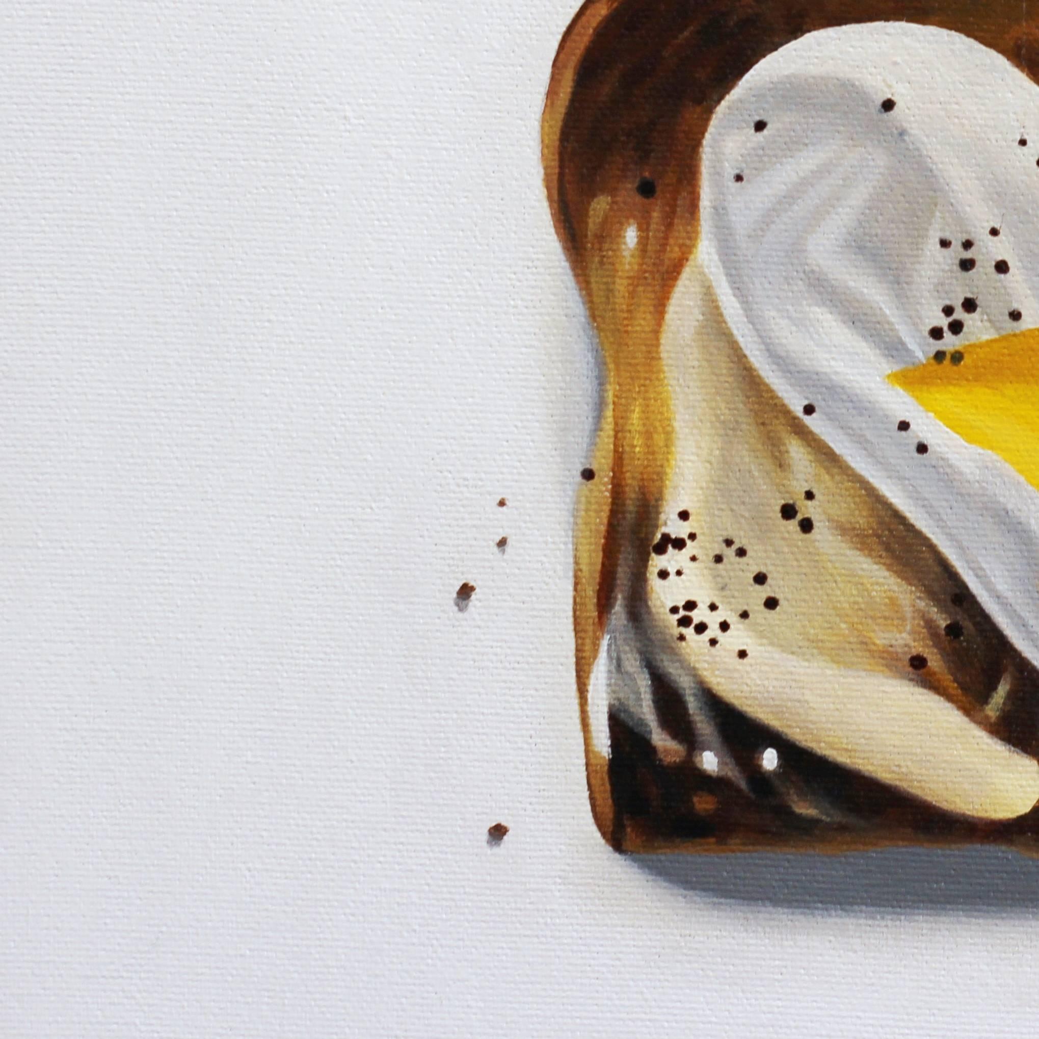 Egg On Toast - White Still-Life Painting by Erin Rothstein