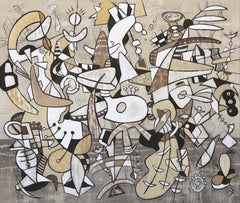 Deconstructing Dystopia - Neutral Tone Abstract Expressive Mixed Media Artwork