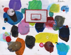 NBA Play 2 - Peinture à l'huile sur toile, thème sportif, basket-ball, style abstrait et coloré